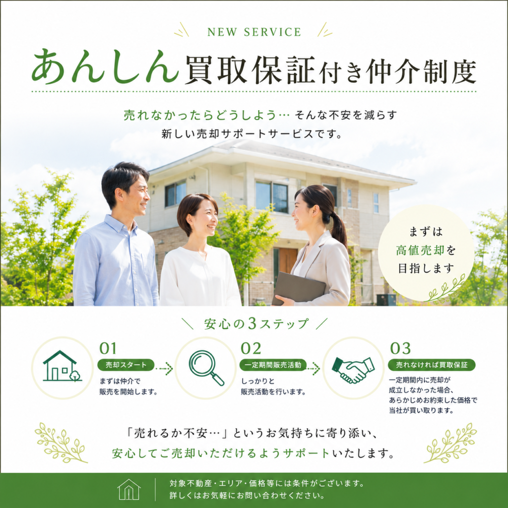 新サービス開始】 「あんしん買取保証付き仲介制度」はじめました 